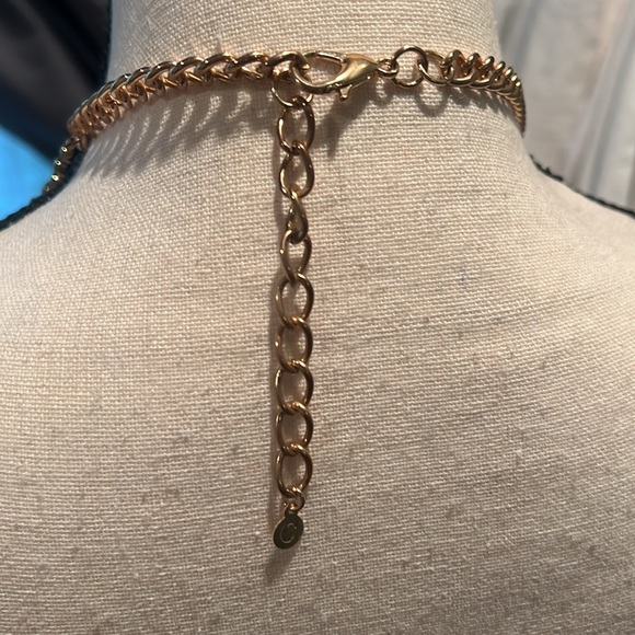 Boho Turquoise and gold statement bib necklace - Picture 3 of 3